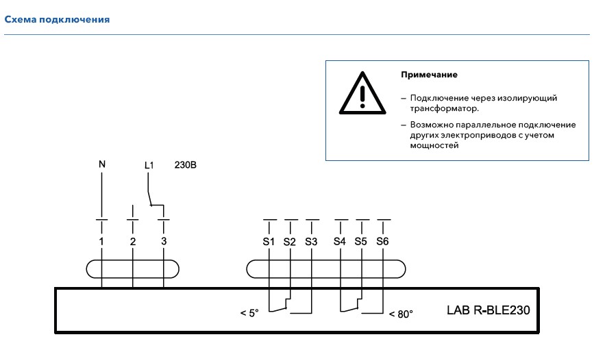 Схема подключения привода ENSO LAB R-BLE230